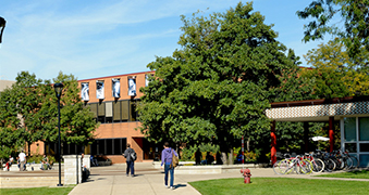 Exterior campus shot in summer.